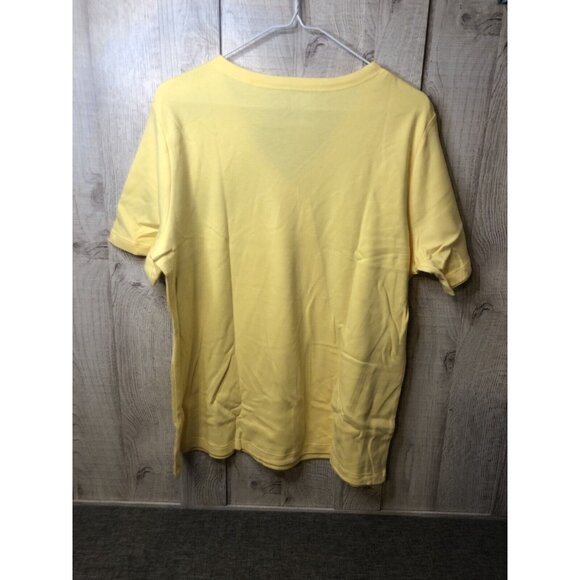 Drapers & Damons Womens Shirt Size Large Yellow Short Sleeves Button Accent - Picture 3 of 6